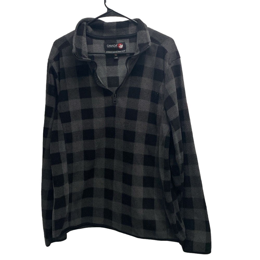 Canada Weathergear Plaid Flannel Jacket Quarter Zip Sweatshirt Size Large
